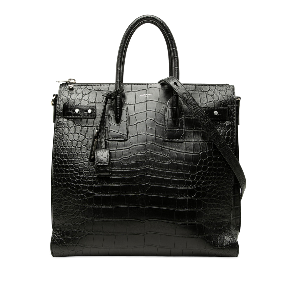 Pre-Loved Saint Laurent Croc Embossed Sac de Jour Souple Zip North South Tote
